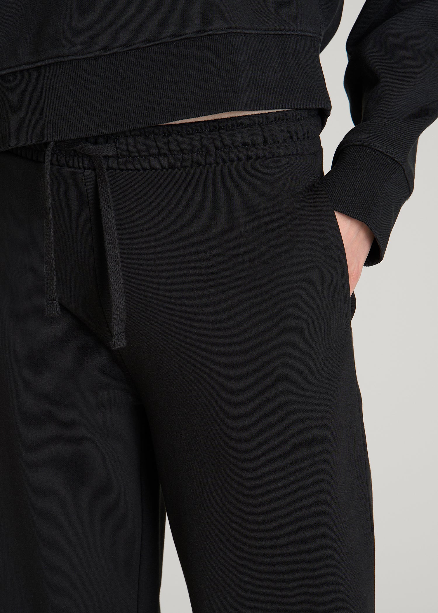 Everyday Terry Midrise Wide Leg Pants for Tall Women in Black