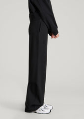Everyday Terry Midrise Wide Leg Pants for Tall Women in Black