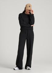 Everyday Terry Midrise Wide Leg Pants for Tall Women in Black