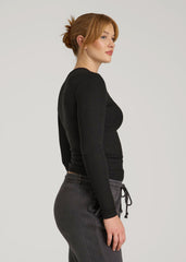 FITTED Ribbed Long Sleeve Tee for Tall Women in Black
