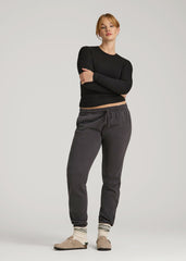 FITTED Ribbed Long Sleeve Tee for Tall Women in Black