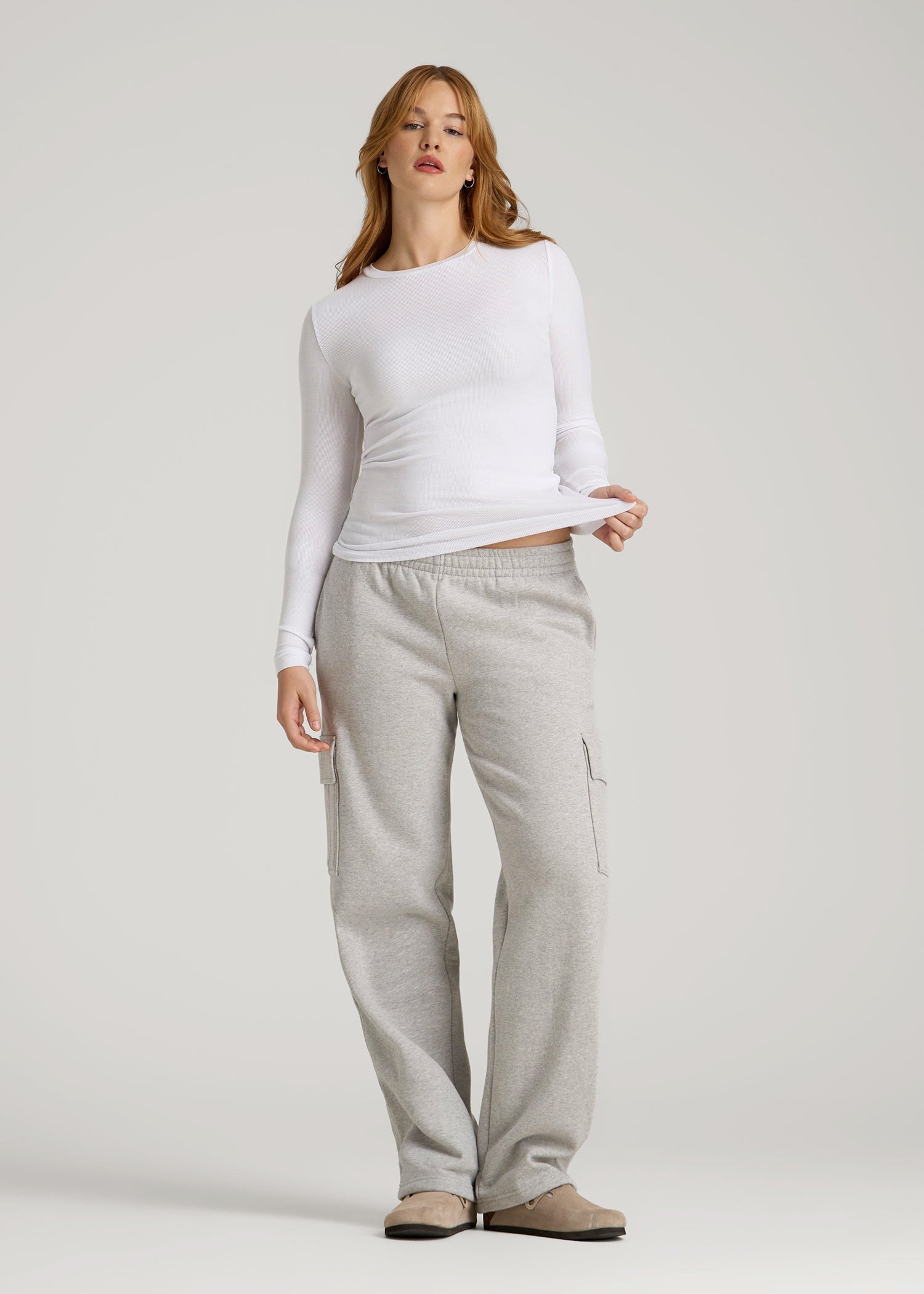 FITTED Ribbed Long Sleeve Tee for Tall Women in White