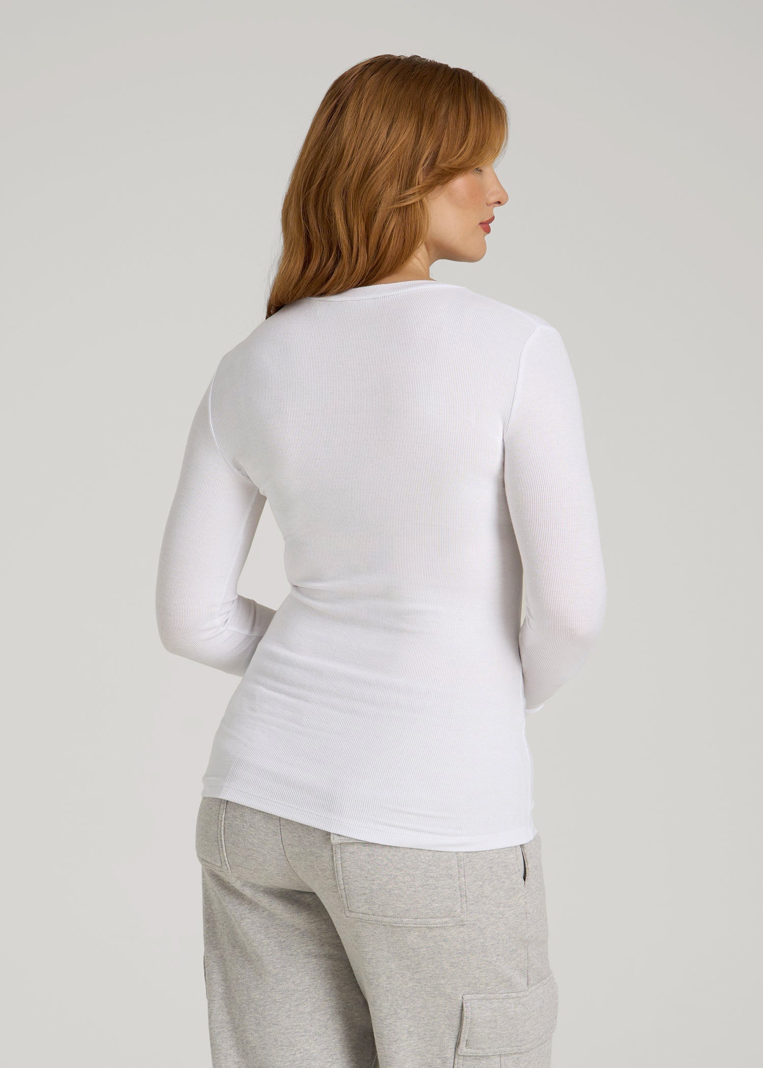 FITTED Ribbed Long Sleeve Tee for Tall Women in White