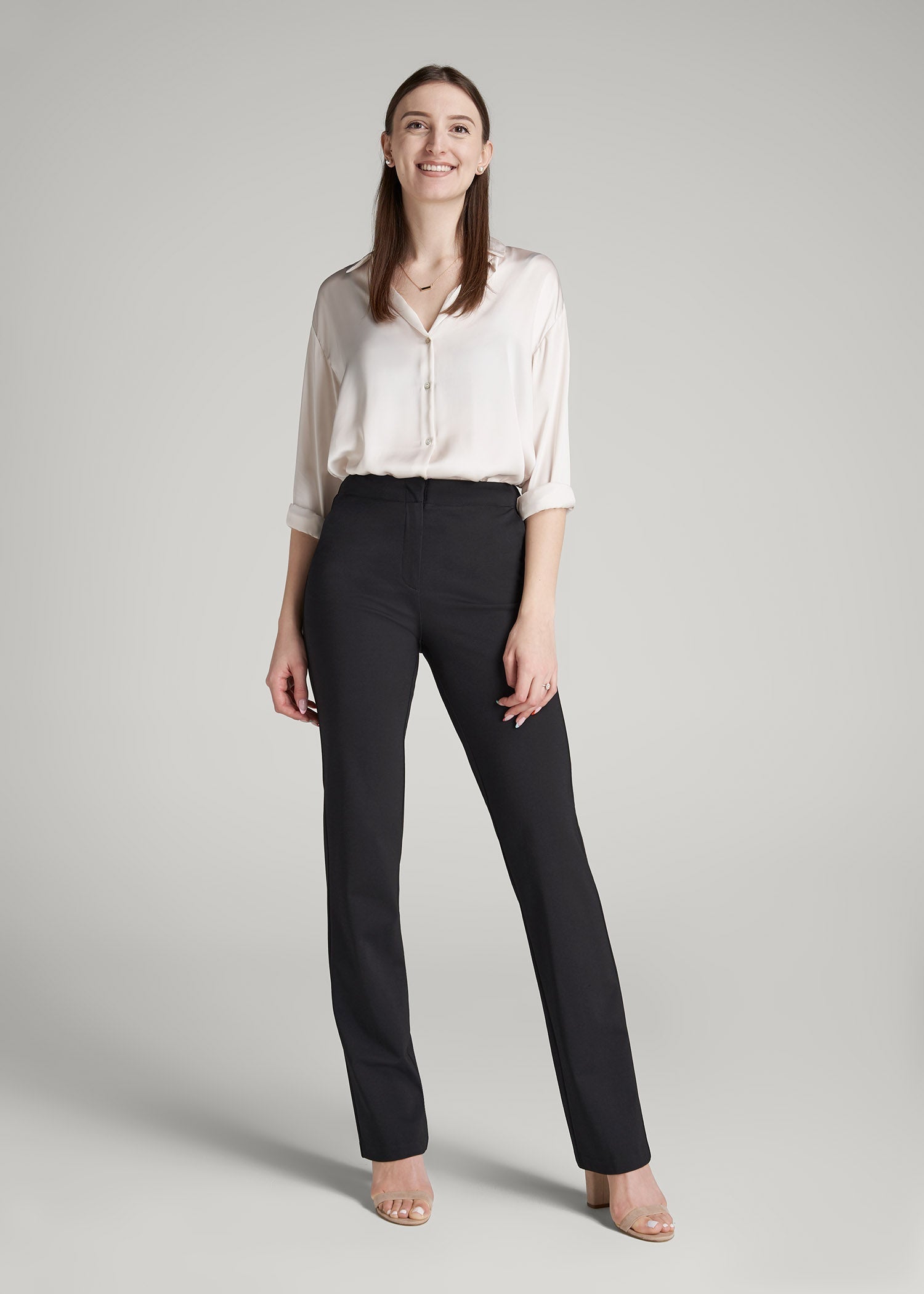 Freedom Flex Slim Straight Leg Dress Pants for Tall Women in Black