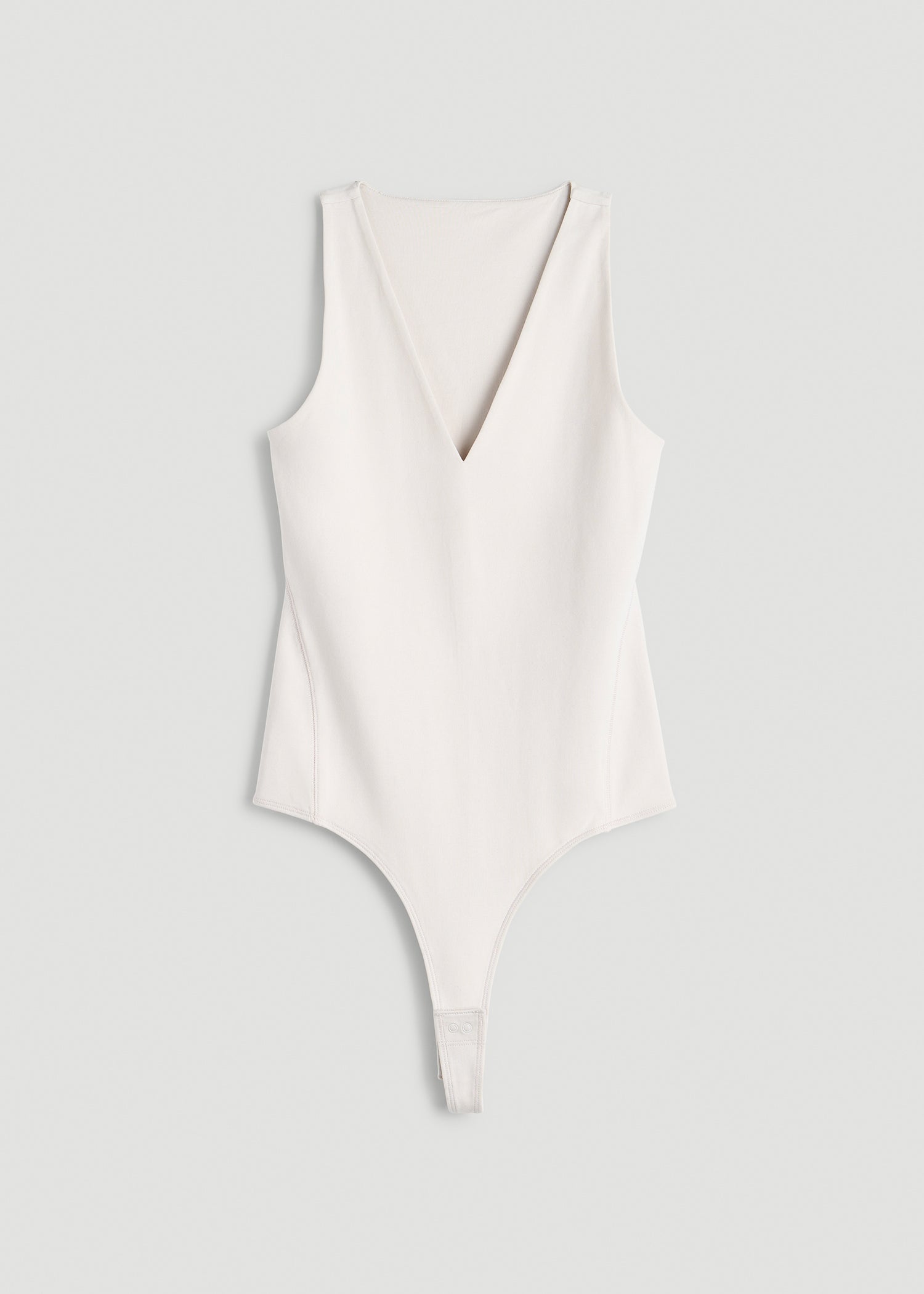 Cotton Blend Sleeveless V-Neck Bodysuit for Tall Women in White Sand