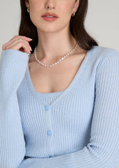 Boucle Knit Cardigan for Tall Women in Ice Blue