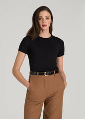 Cropped Knit Tee for Tall Women in Black