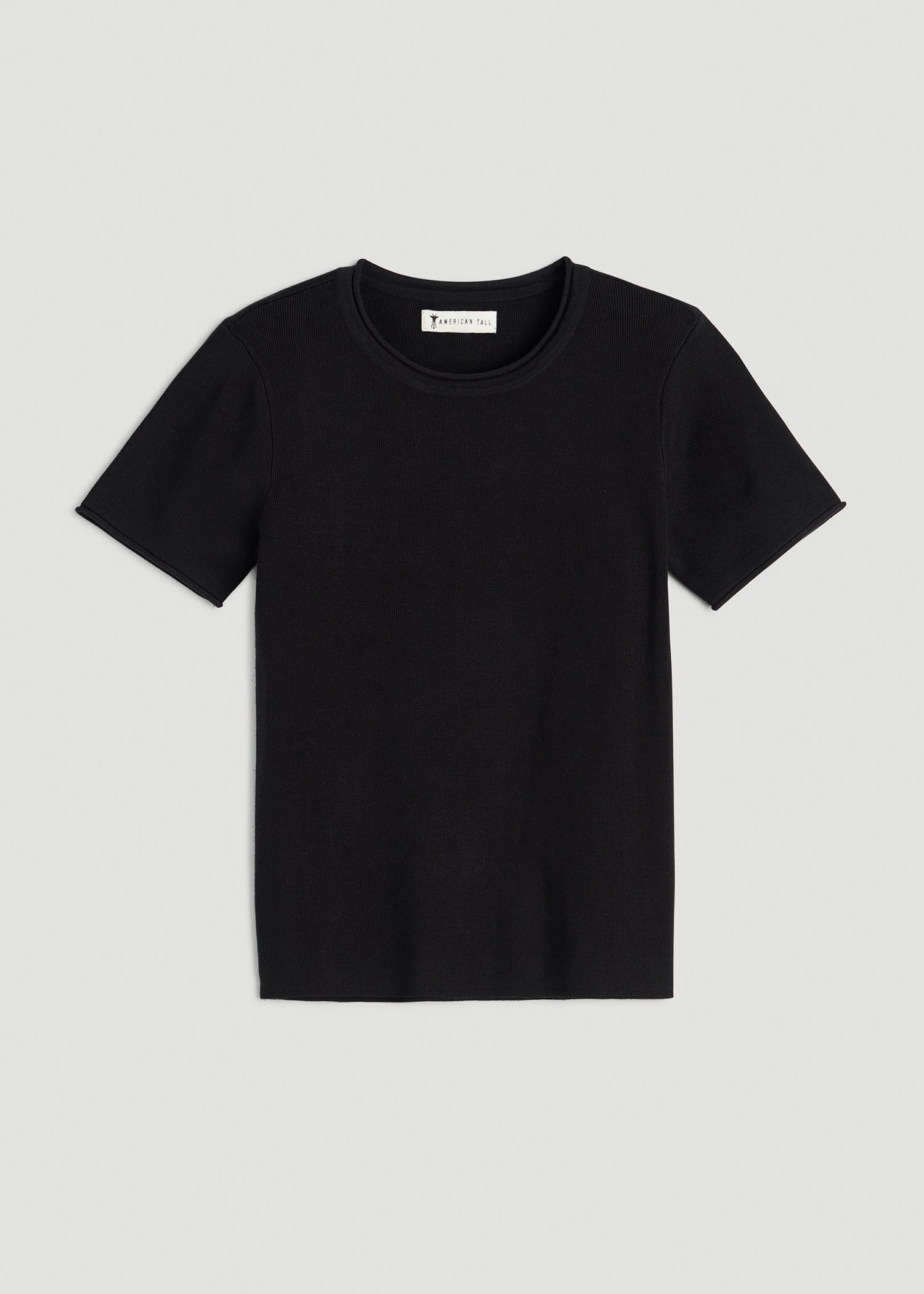 Cropped Knit Tee for Tall Women in Black