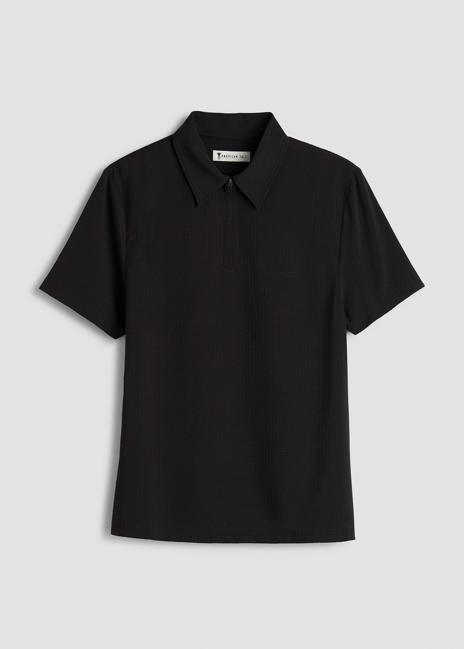 Coastal perforated short sleeve golf polo for Tall Women in Black