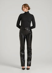 Fitted Long Sleeve Ribbed Turtleneck Tee for Tall Women in Black