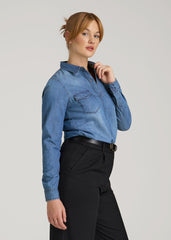 Denim Shirt for Tall Women in Faded Blue
