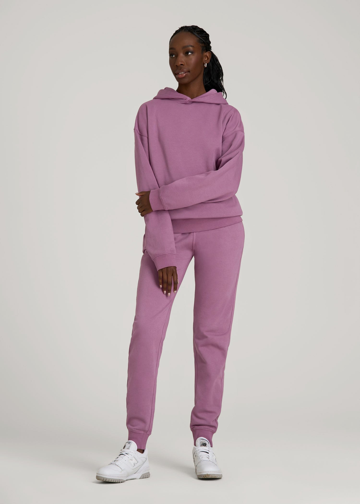 Garment Dyed Hoodie for Tall Women in Argyle Purple