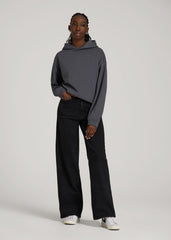 Garment Dyed Hoodie for Tall Women in Charcoal Rinse