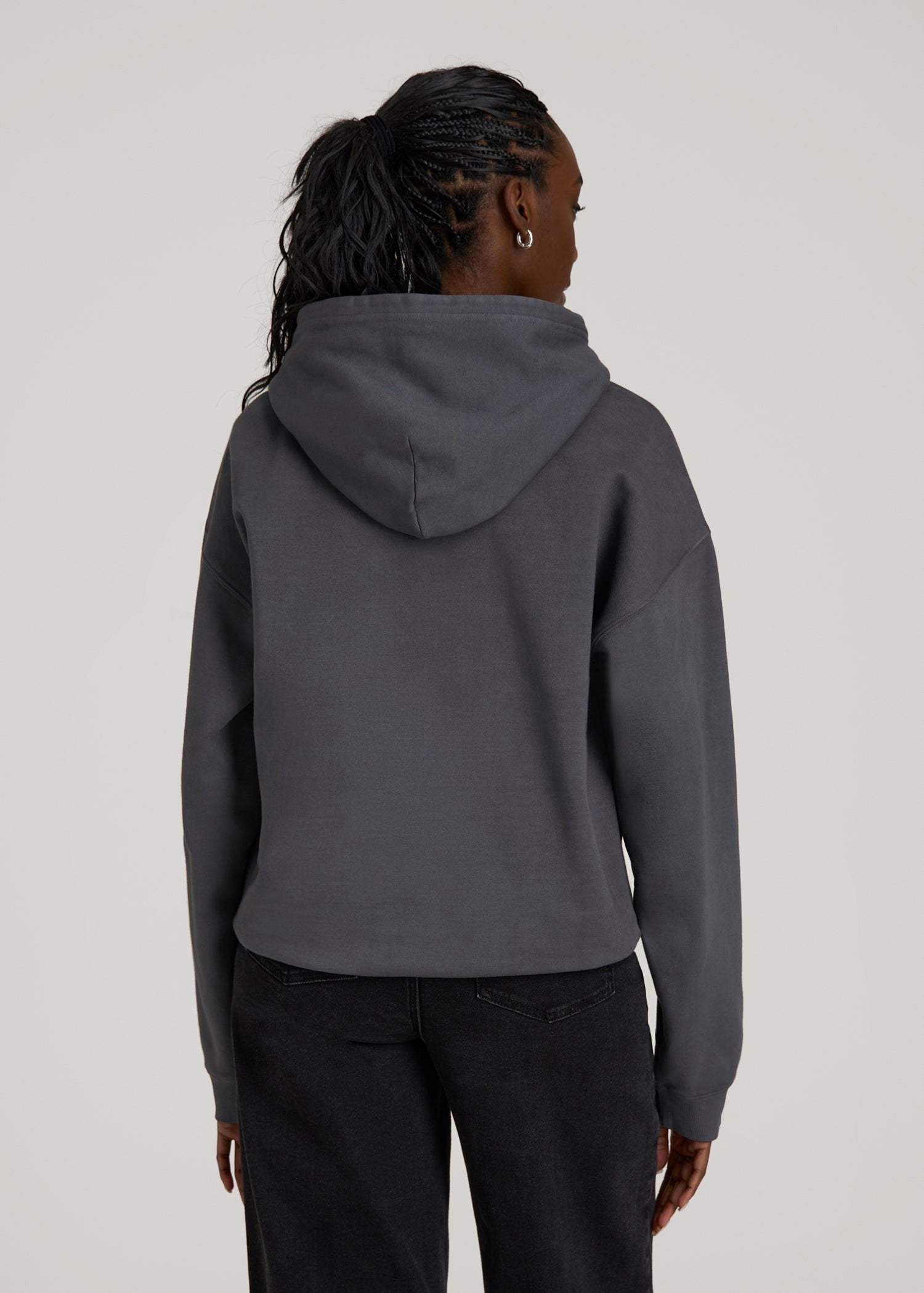 Garment Dyed Hoodie for Tall Women in Charcoal Rinse