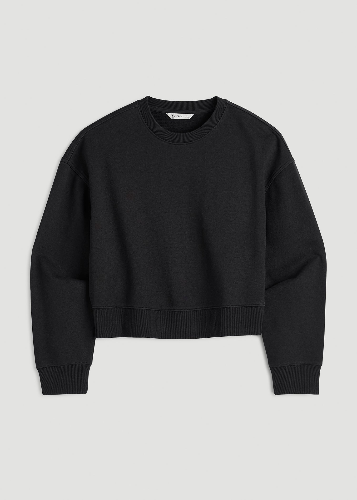 Everyday Terry Cropped Crew for Tall Women in Black