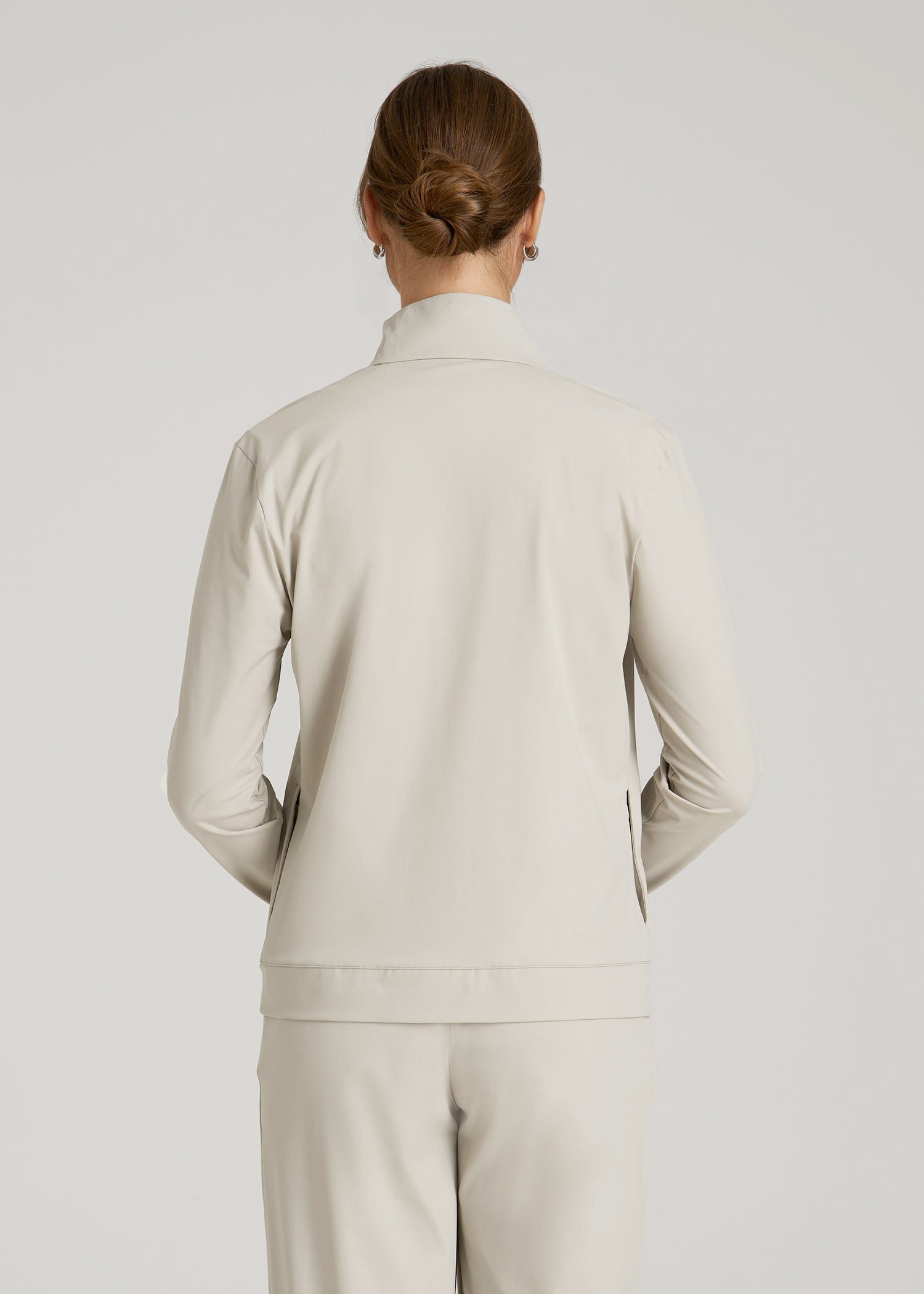 Front Zip Commuter Jacket for Tall Women in Stone