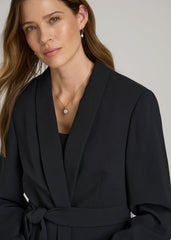 Crepe Wrap Blazer for Tall Women in Black
