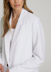 Boyfriend Fit Single-Button Blazer for Tall Women in Optic White