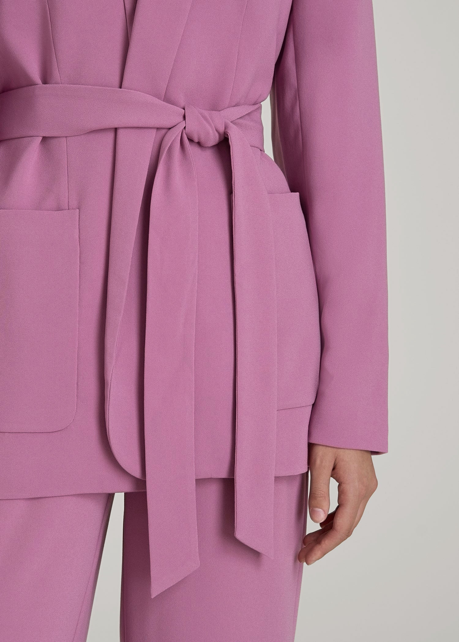Crepe Wrap Blazer for Tall Women in Argyle Purple