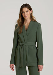 Crepe Wrap Blazer for Tall Women in Climbing Ivy
