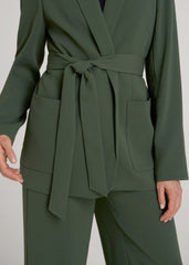 Crepe Wrap Blazer for Tall Women in Climbing Ivy