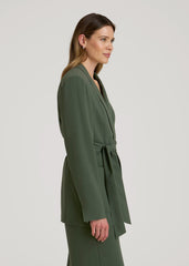 Crepe Wrap Blazer for Tall Women in Climbing Ivy