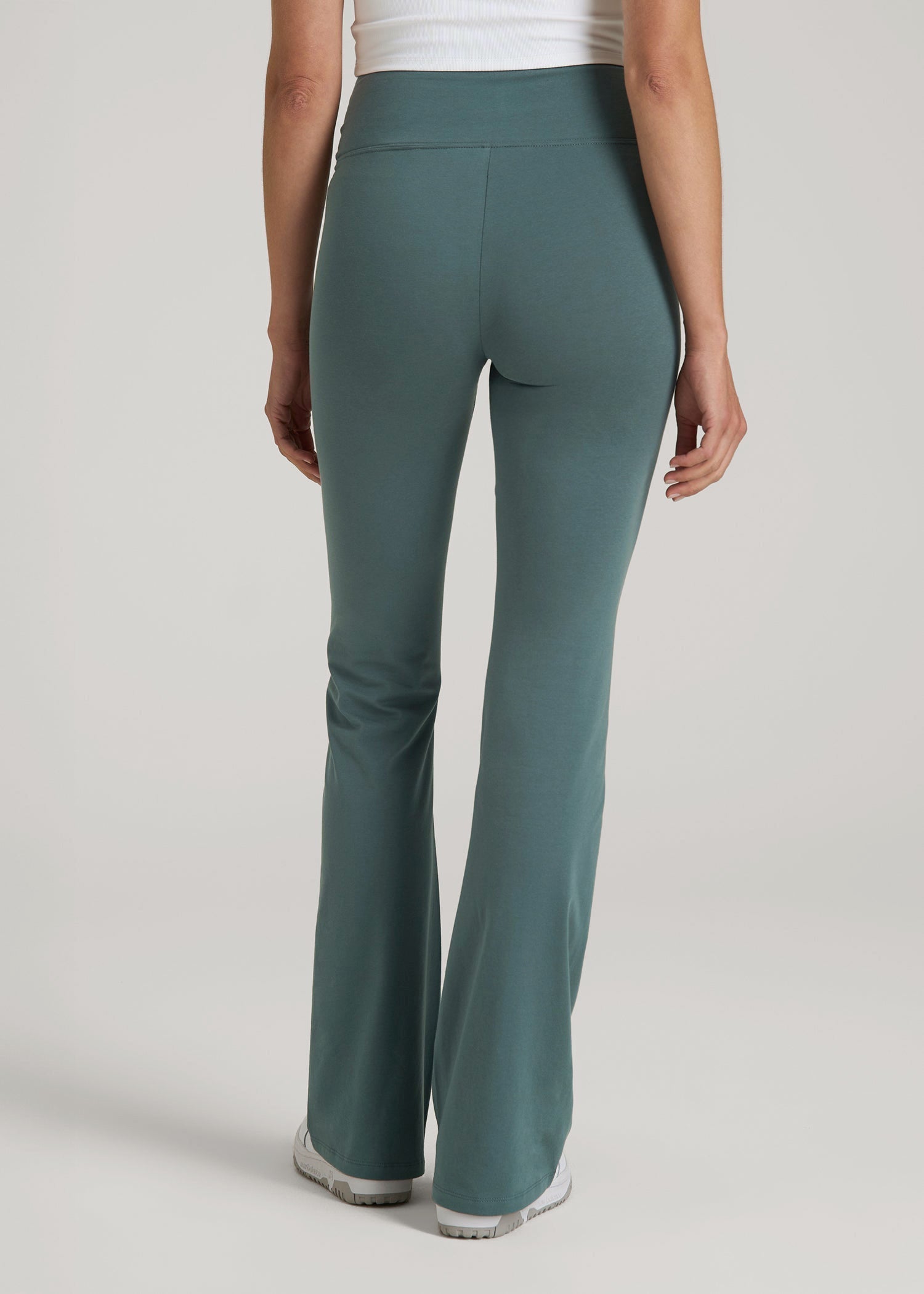 Cotton Flare Leggings for Tall Women in Balsam Green