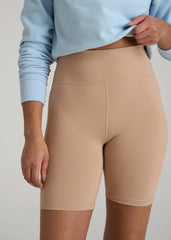 Balance Bike Shorts for Tall Women in Sun Tan