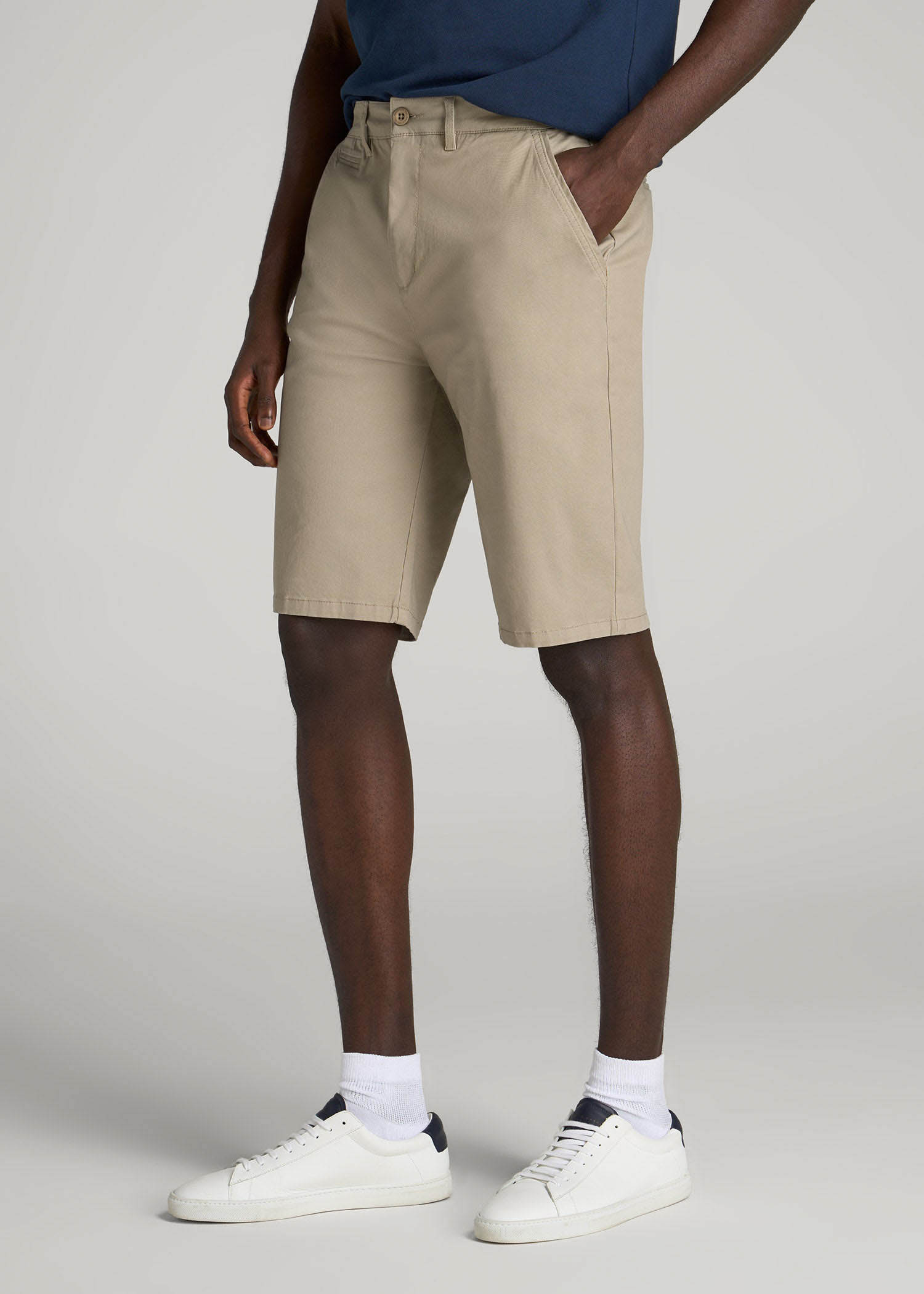 Chino Shorts for Tall Men in Desert Khaki