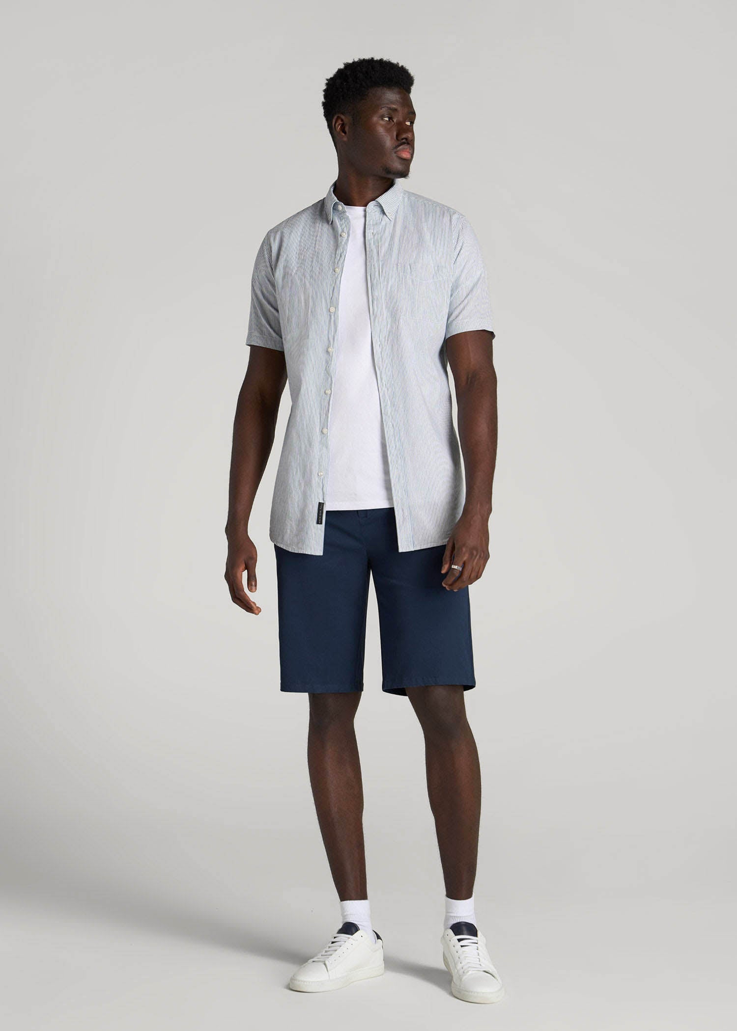 Chino Shorts for Tall Men in Marine Navy