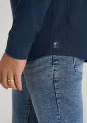 Double Honeycomb Thermal Crewneck for Tall Men in True Navy