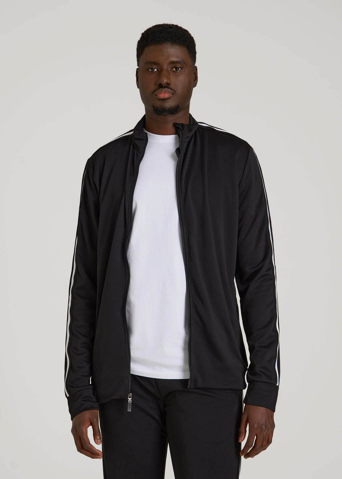 Athletic Stripe Jacket for Tall Men in Black-White Stripe