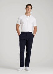 Classic Polo with Embroidered Logo for Tall Men in Bright White