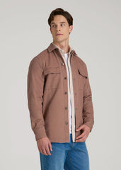 Casual Twill Shirt Jacket for Tall Men in Nutmeg