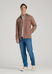 Casual Twill Shirt Jacket for Tall Men in Nutmeg