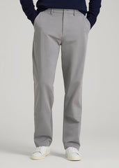 4-Way Stretch Commuter Straight Chino Pants for Tall Men in Pebble Grey