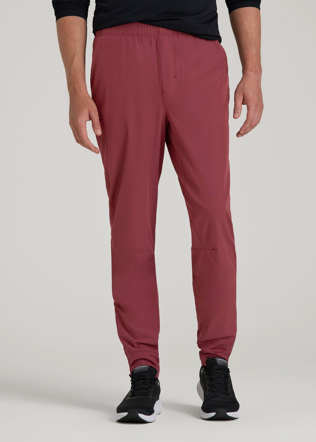 Featherweight Perforated Training Joggers for Tall Men in Oxblood Red