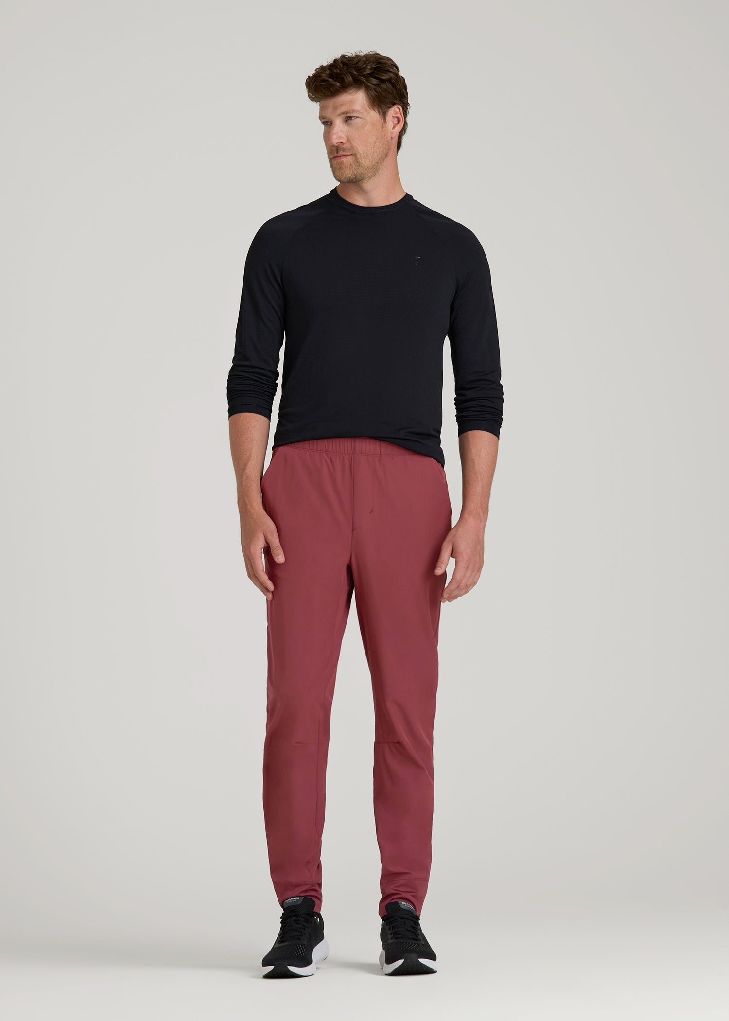 Featherweight Perforated Training Joggers for Tall Men in Oxblood Red