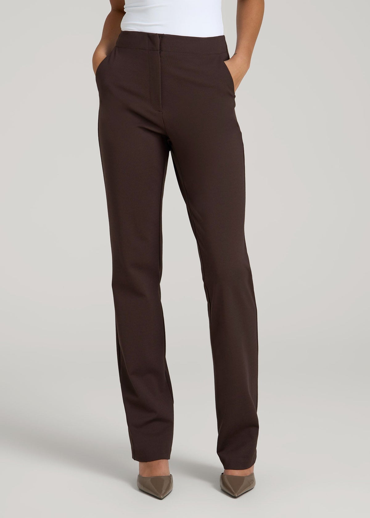 Freedom Flex Slim Straight Leg Dress Pants for Tall Women in Espresso