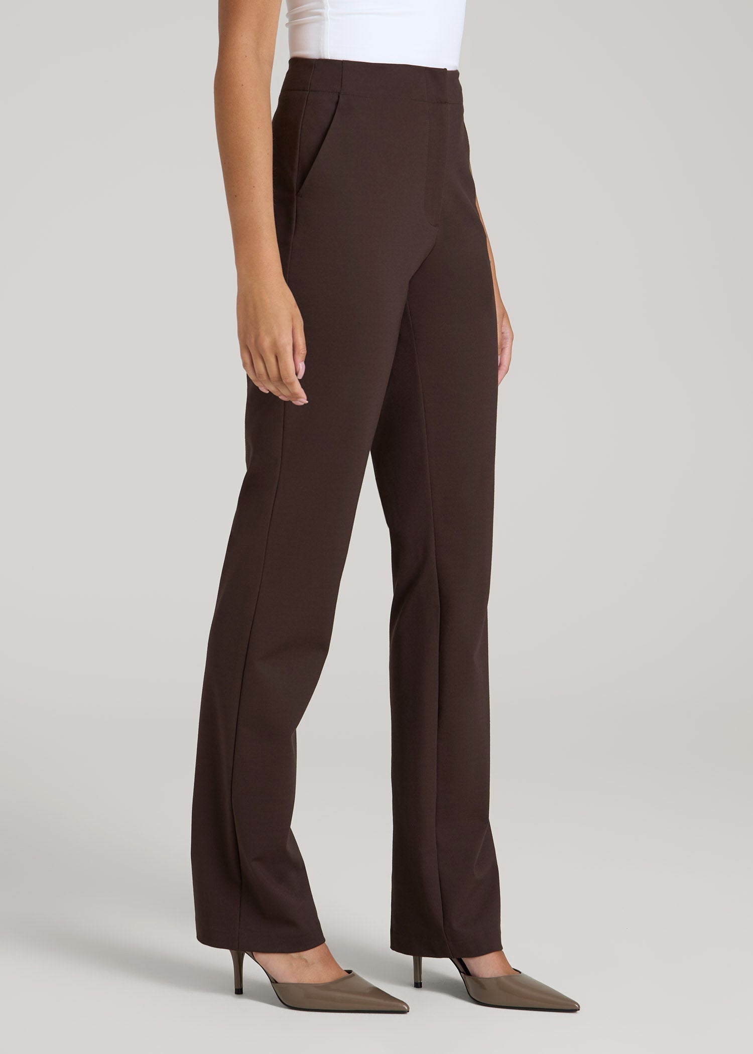 Freedom Flex Slim Straight Leg Dress Pants for Tall Women in Espresso