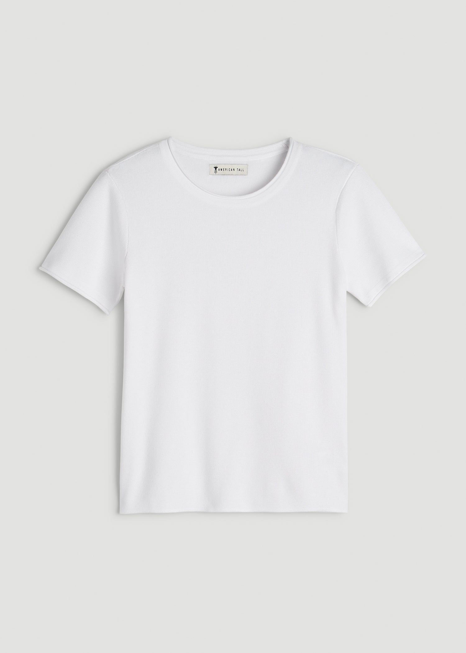 Cropped Knit Tee for Tall Women in White
