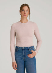 FITTED Ribbed Long Sleeve Tee for Tall Women in Desert Rose