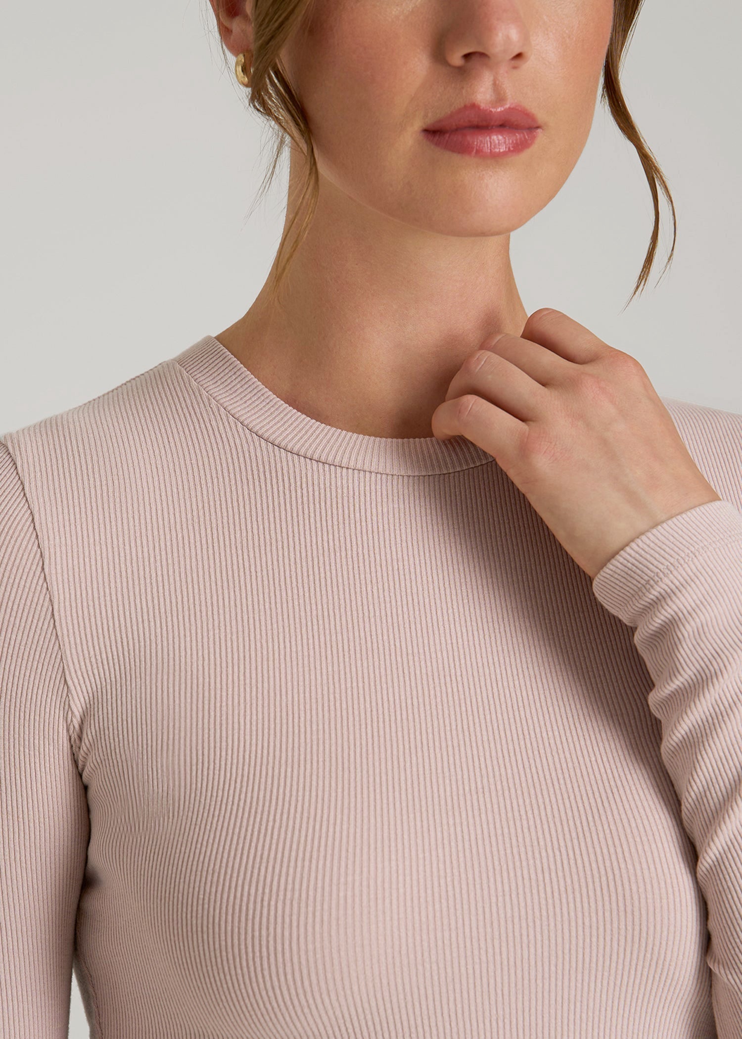 FITTED Ribbed Long Sleeve Tee for Tall Women in Desert Rose