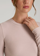FITTED Ribbed Long Sleeve Tee for Tall Women in Desert Rose
