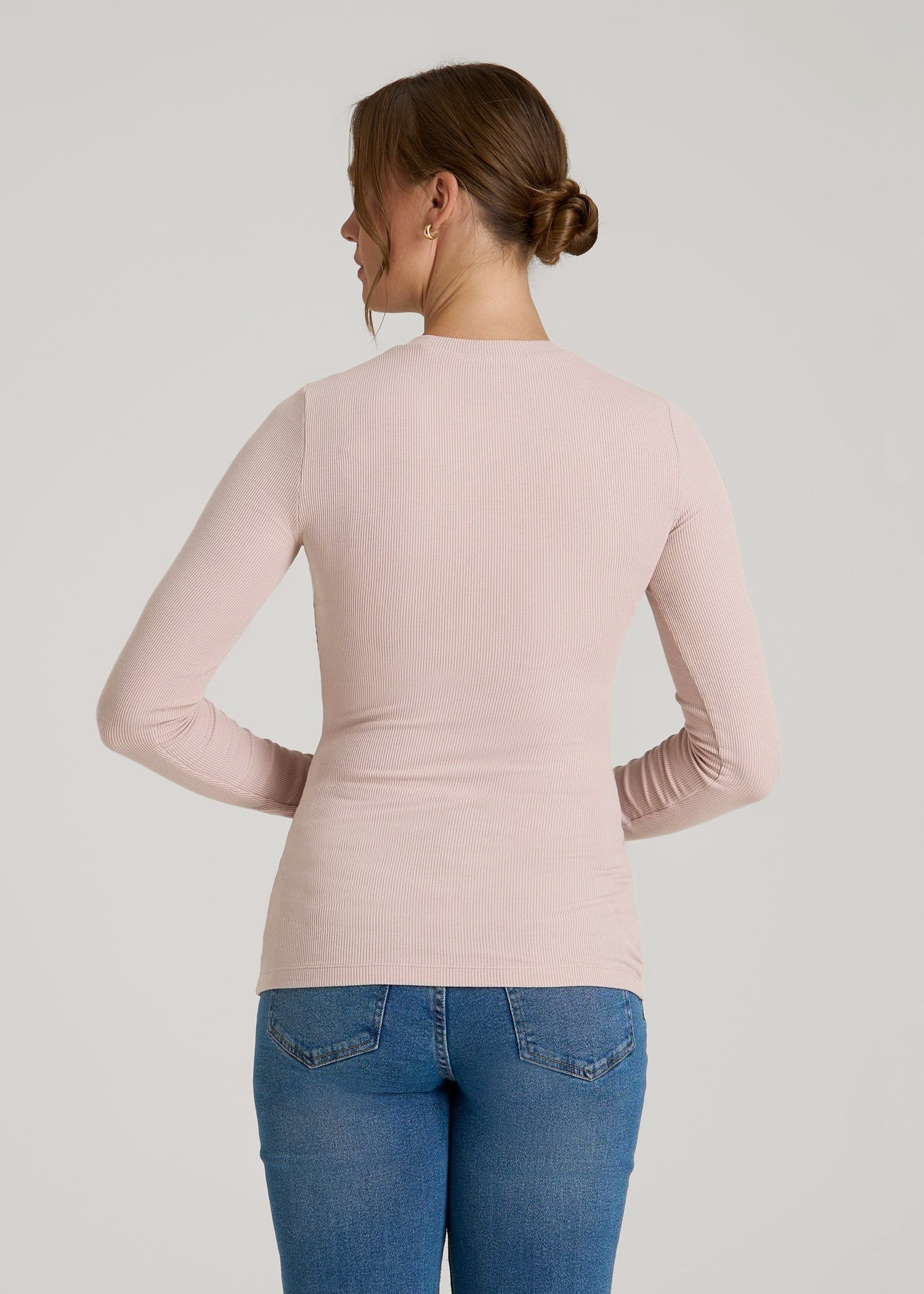 FITTED Ribbed Long Sleeve Tee for Tall Women in Desert Rose