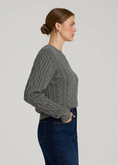 Cotton Crewneck Sweater for Tall Women in Balsam Green