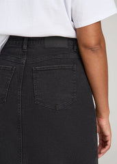 Denim Maxi Skirt for Tall Women in Onyx Black Wash