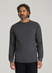 Double Honeycomb Thermal Crewneck for Tall Men in Charcoal Mix