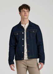 Denim Trucker Jacket for Tall Men in Raw Indigo