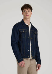 Denim Trucker Jacket for Tall Men in Raw Indigo